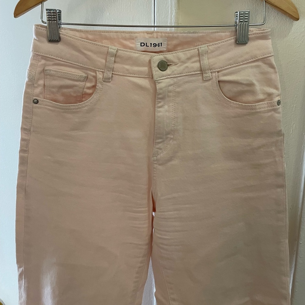 Anthropologie wide leg cropped jeans, baby pink, size 27